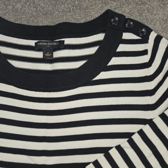 Banana Republic Woman’s 3/4 Sleeve Dress Medium Sweater Blk/Whte - Picture 4 of 13